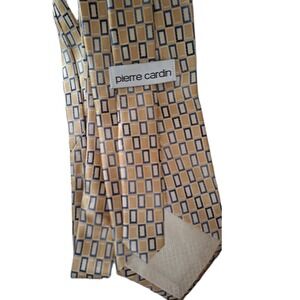 Pierre Cardin Men's Necktie Gold Blue Silk Designer Tie USA